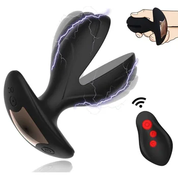 Vibrating Anal expander Plug Electric Shock Pulse Vibrator Prostate Massager Men Remote Control Sex machine Toys for man adult 6