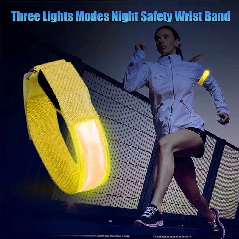 LED Light Armband Bracelet Nylon Strap Rechargeable Night Running Cycling Safety 