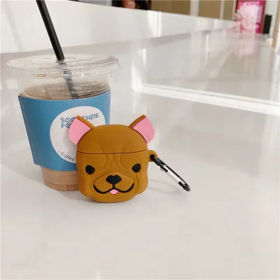 Для AirPods чехол 3D милый мопс Bago Dog чехол для наушников для Apple Airpods 2 забавная Защитная крышка для гарнитуры с карабином - Цвет: CP092