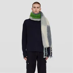Geometric Triangle Men's Printing Scarf Hand-woven Tassel Warm Bib Fashion All-match Trend Imitation Cashmere Scarves 200*40cm