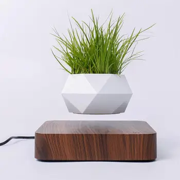 

1 Set Maglev Flower Pot Maglev Wooden Grain Durable Decorative Creative Air Flowerpot Maglev Flower Pot For Office Home