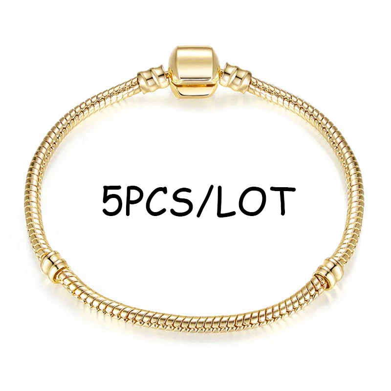 5pcs/lot Snake Chain Safety Clasp European Fine Bracelet Fit DIY Charm Bracelets & Bangles Jewelry For Women&Men Gift bracelet jewelry