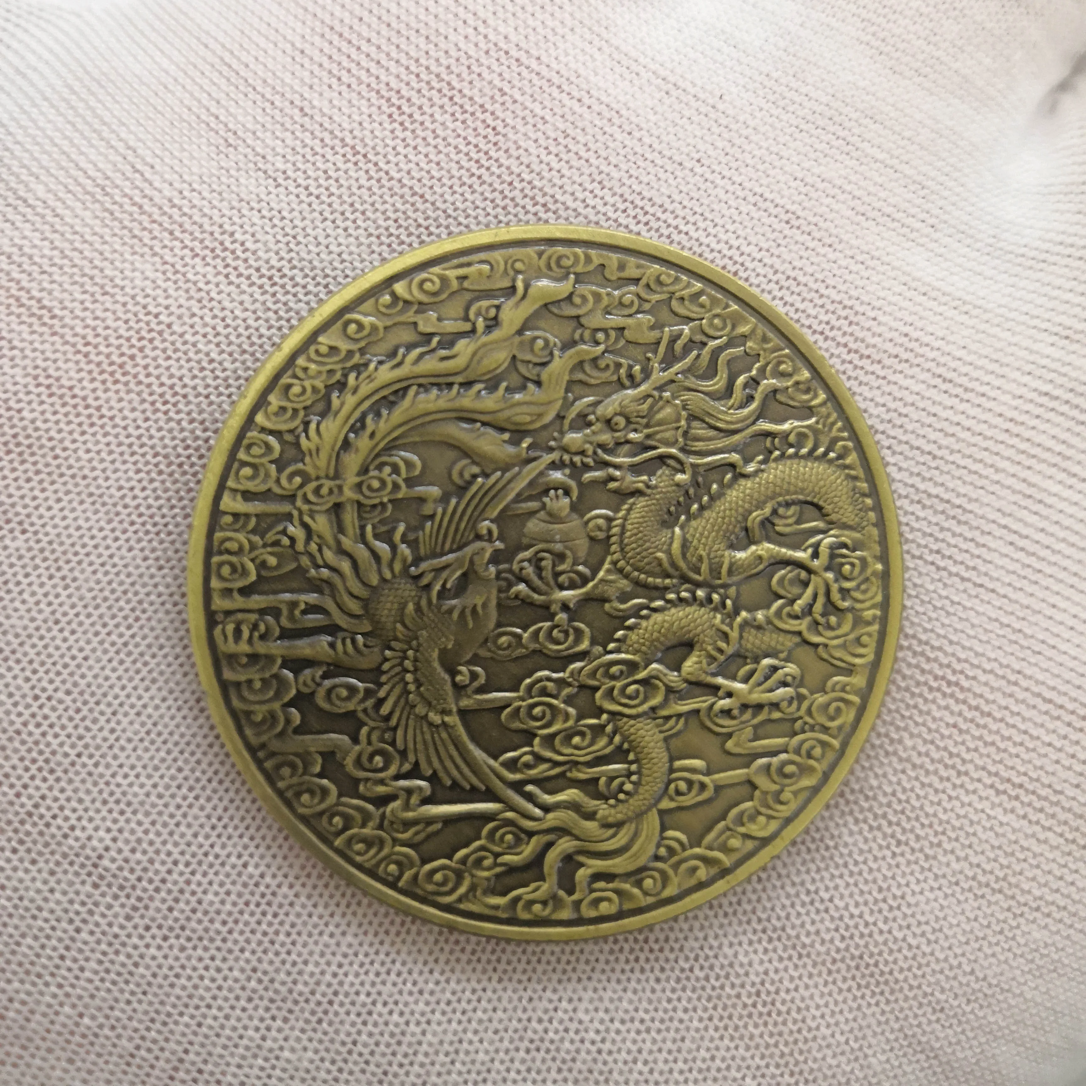 Китайское сокровище Longfeng Chengxiang памятная монета Зодиак монеты с животными коллекционные вещи китайская культура искусство дракон феникс монета