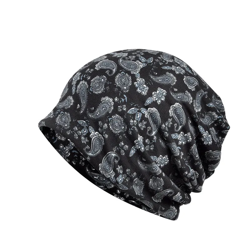 ZYCC Beanie шапка после химиотерапии Кепка-броский хлопок раковые головные уборы напечатаны тюрбан шляпа Волос Кепка для женщин и мужчин - Цвет: Pattern 1 black