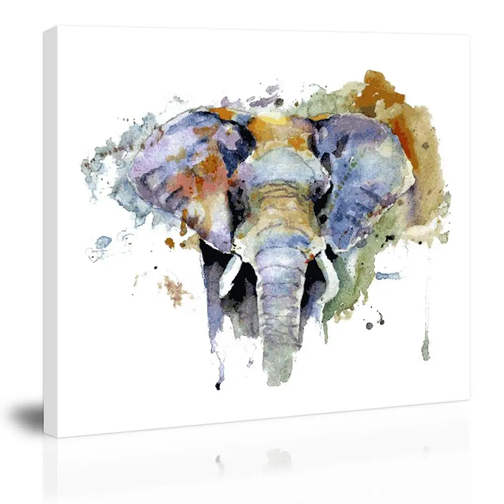 

Watercolor Abstract Elephant Wall Art Decor Canvas Painting Kitchen Prints Pictures for Home Living Dining Room