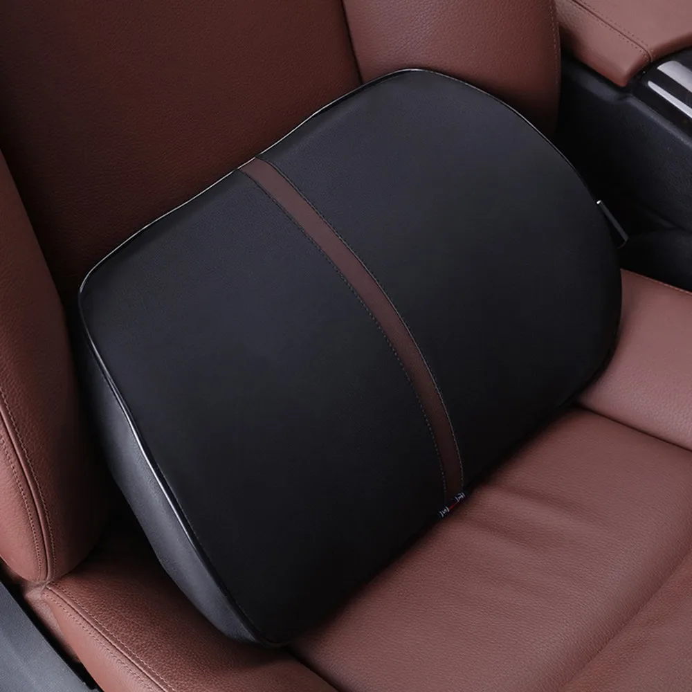 Black Автомобильная подушка 3D пены памяти Автомобильная подушка для шеи из искусственной кожи Автомобильная подушка для поясницы поддержка Универсальные Задние аксессуары для подушек универсальные поясничная поддержка - Название цвета: Black