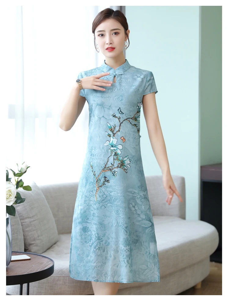 Китайское традиционное платье для женщин Qi Pao cheongsam элегантное улучшенное высококачественное винтажное платье Ципао с принтом размера плюс