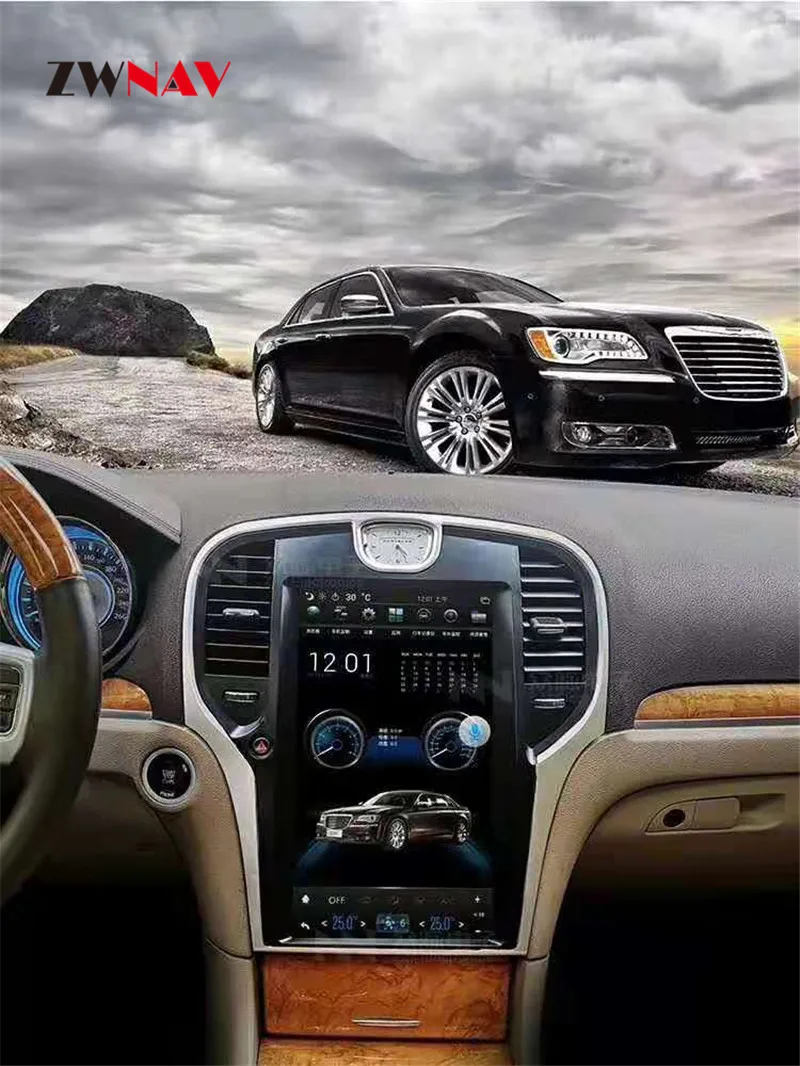 Discount Android Car GPS Navigation For Chrysler 300C 2013-2019 head unit multimedia radio tape recorder no Car DVD player 4K Tesla style 4
