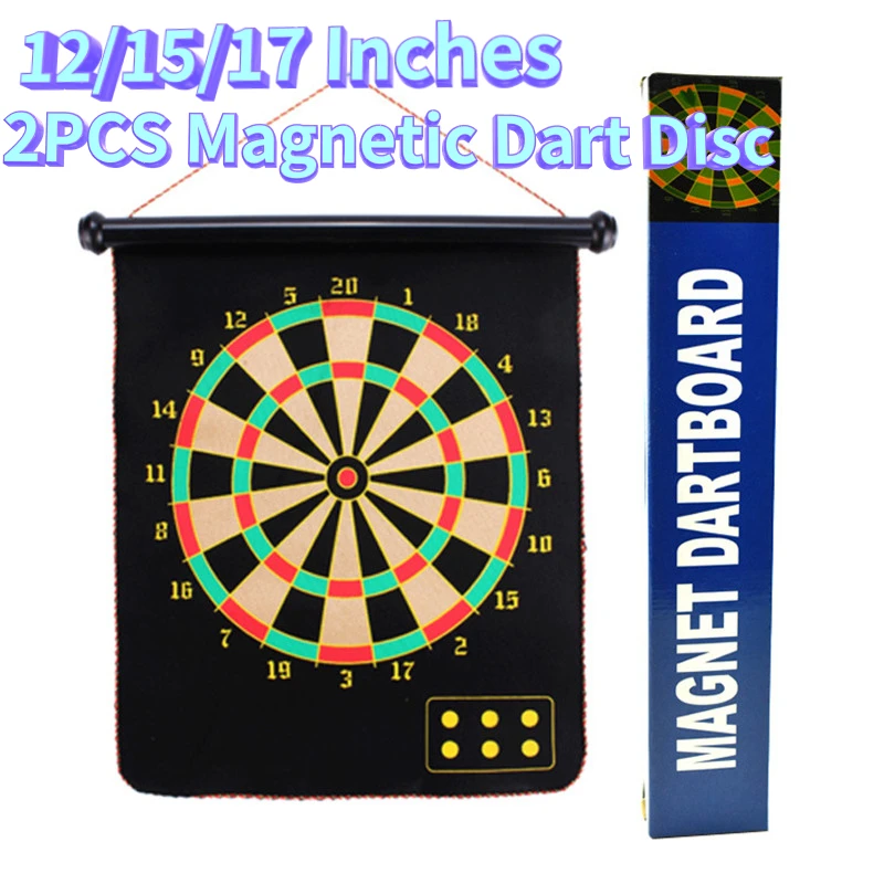 2PCS Magnetic Dart Disc Set Household Double-sided Dart Target Large Safety Magnet Children's IndoorFlyer Disc12/15/17 Inches double dealer moving target 1 cd