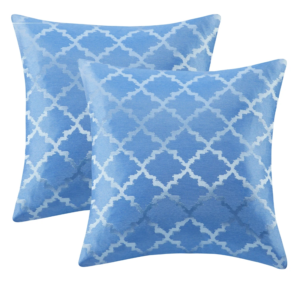 

2 Packs Blue Cushions Covers 45X45 for Sofa Couch Bed Jacquard Throw Pillows Covers For Bedroom House Home Decor Cushion Cases