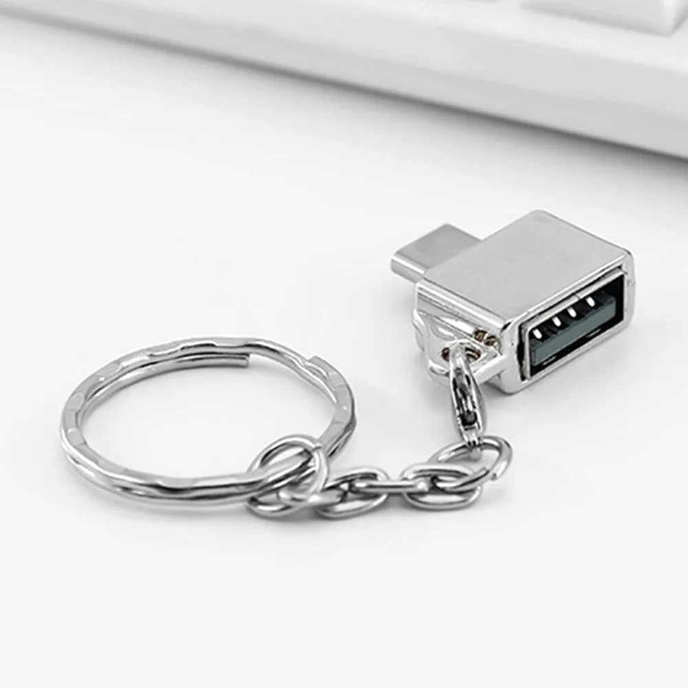 Ультратонкий металлический адаптер type-C/Micro USB на USB 2,0 OTG для устройств Android с кольцом-кольцом для ключей простой дизайн прямая поставка