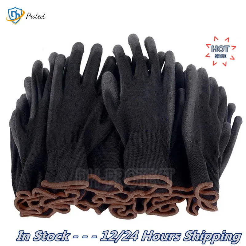 12-48 pairs of nitrile safety coated work gloves PU and palm mechanical obtained CE EN388 | Безопасность и защита