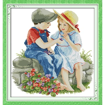 

Joy sunday Innocence (3) Chinese cross stitch kits Ecological cotton stamped printed 14CT 11CT DIY wedding decoration for home