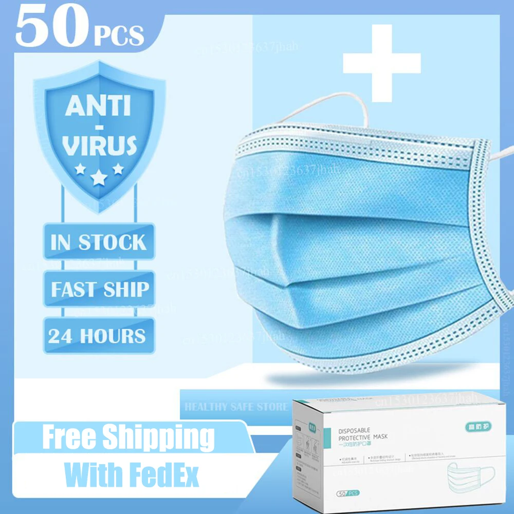

IN STOCK anti dust Mask 50 100 200 Pcs One time PM2.5 Disposable Elastic Mouth Soft Breathable DHL EXPRESS for Hair Stylist