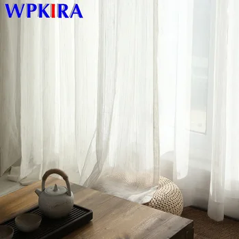 

Modern Solid Color Voile Curtain For Living Room Bedroom Transparent Linen Sheer Curtain Window Blinds Kitchen Balcony M170