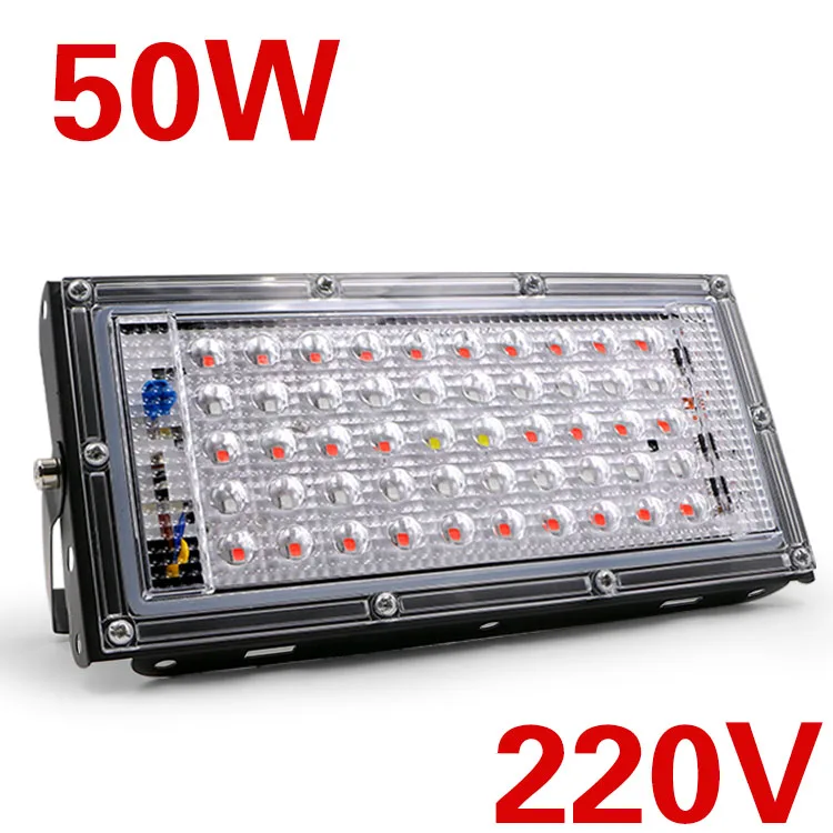 50W EnwYe AC 220 В лампа роста растений 50 Вт Светодиодный прожектор растений с европейской вилкой теплицы растений гидропоники растений прожектор - Испускаемый цвет: 50W