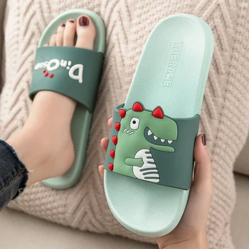 

Summer Slides Women Slippers Cartoon Dinosaur Thick Bottom Beach Slides Bathroom Slide Sandals Women Men Couple Girls Boys Shoes