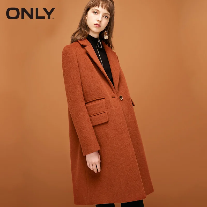incredible  ONLY Winter wool Long Coat embroidery letter Jacket Clothes  11834S540