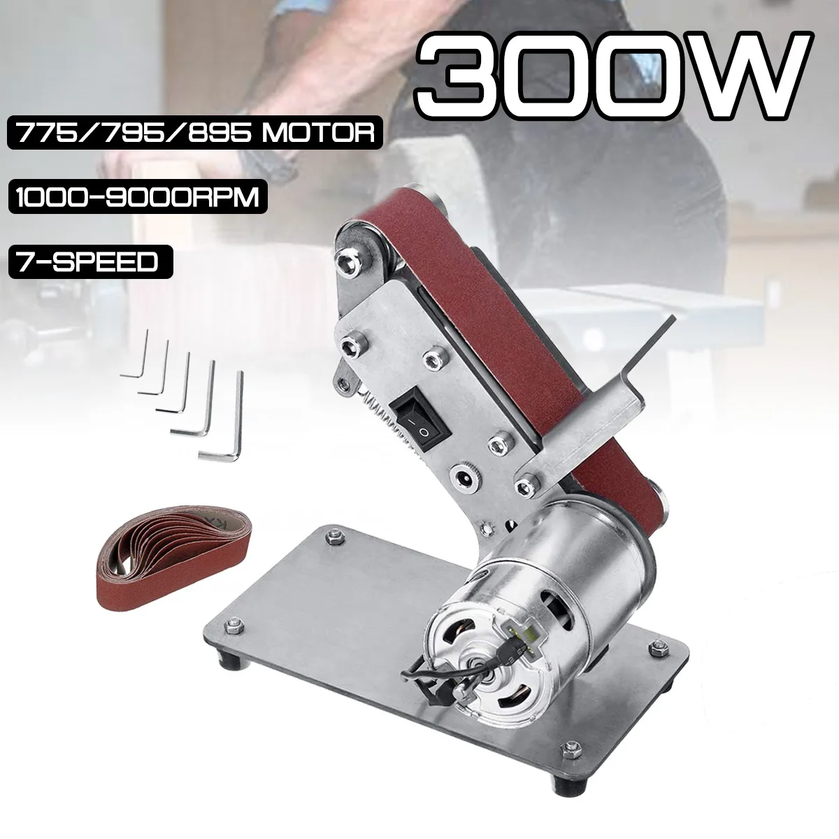 Sander Belt Machine 300W Electric Belt Sander Polishing Grinder Machine Folding Sander Grinding Tool Cutter Edges Sharpener