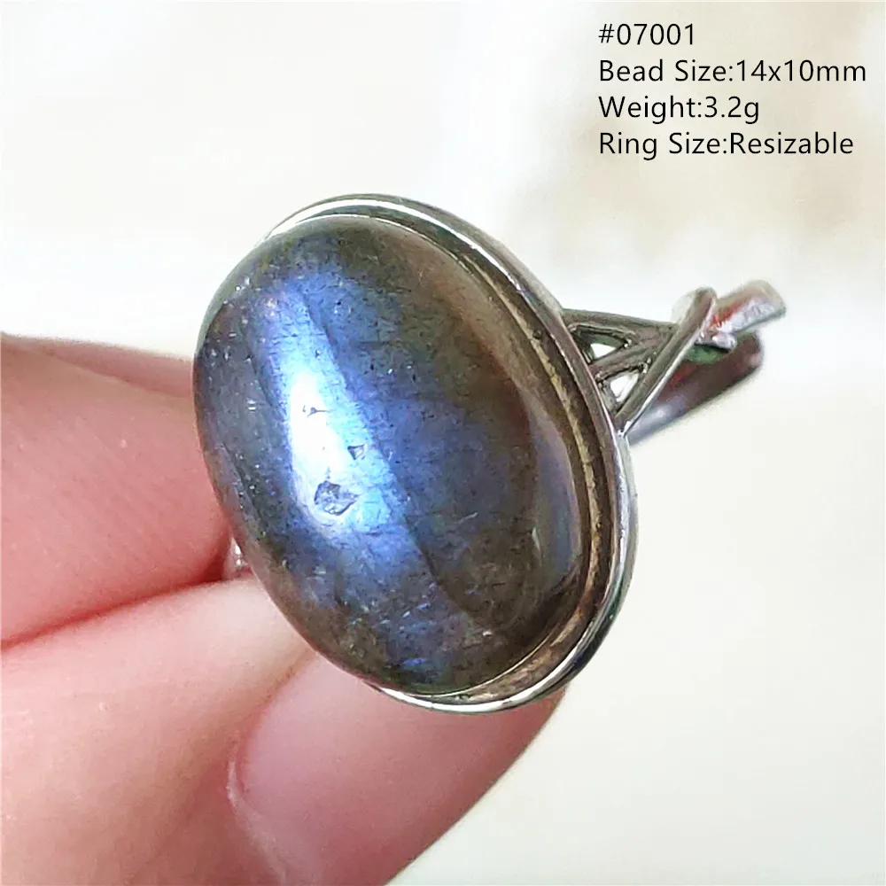 name necklace Genuine Natural Labradorite Blue Light Adjustable Ring 925 Sterling Silver Labradorite Oval Resizable Ring Jewelry AAAAAA gold necklace design