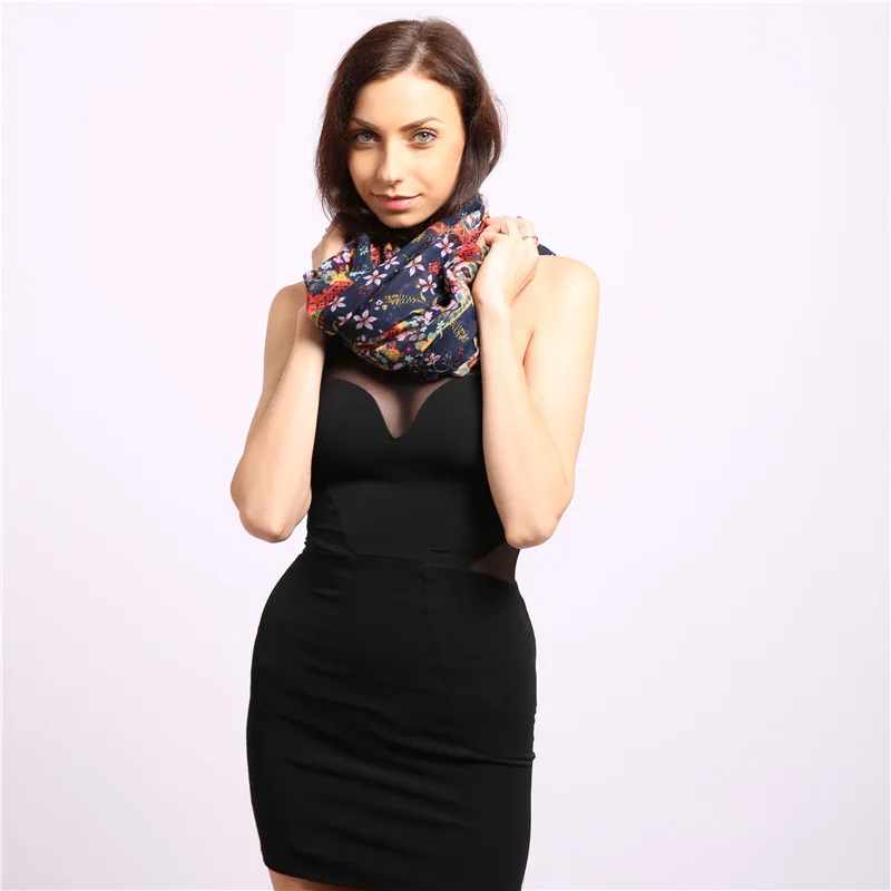 

Jinjin.QC Women Scarf Summer Geometry Floral design Scarf Cotton Scarves Luxury Brand Shawls and Wraps Fashion