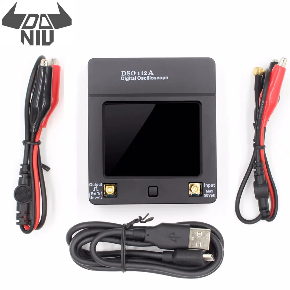 

DANIU DSO112A 2MHz 5Msps TFT LCD Digital Oscilloscope Color Touch Screen Handheld Portable USB Oscilloscope Interface Test Clip