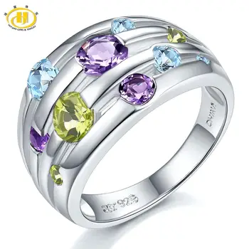 

Natural Gemstone Silver Rings 925 Solid Silver Wedding Rings Colorful Crystal Rings Original Design Exquisite Engagement Rings