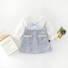 Новинка года, модное платье принцессы для маленьких девочек милые кружевные платья с длинными рукавами для дня рождения, одежда для детей от 1 до 8 лет