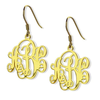

Personalized Vine Monogram Earrings Gold Color Name Earrings Cut Out Any Initials Up to 3 Letters Earrings Monogrammed Jewelry