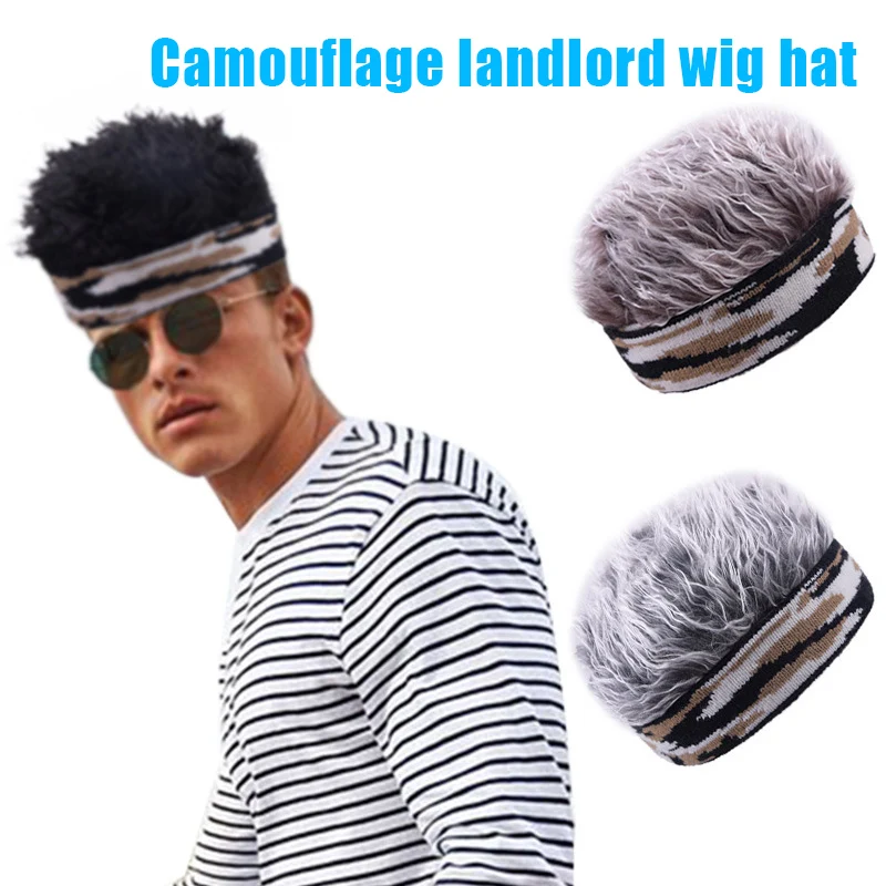 Men Beanie Wig Hat Fun Short Hair Caps 