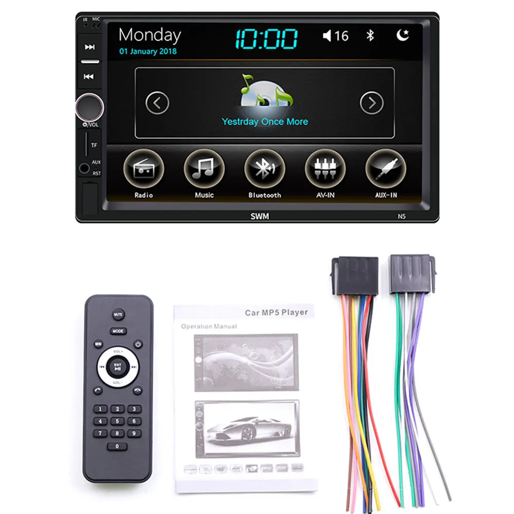 2din автомобильный радиоприемник " плеер с сенсорным экраном Автомагнитола mirrorlink Android Carplay MP5 USB/AUX/Bluetooth автомобильное аудио для камеры заднего вида