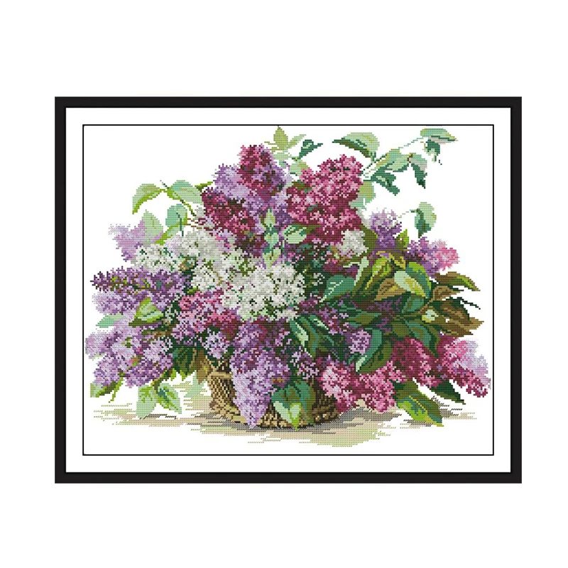 Joy Sunday Lilac Flowers Cross Stitch Kits Chinese Embroidery Needlework Home Decor Design Needle Sets Wholesale | Дом и сад