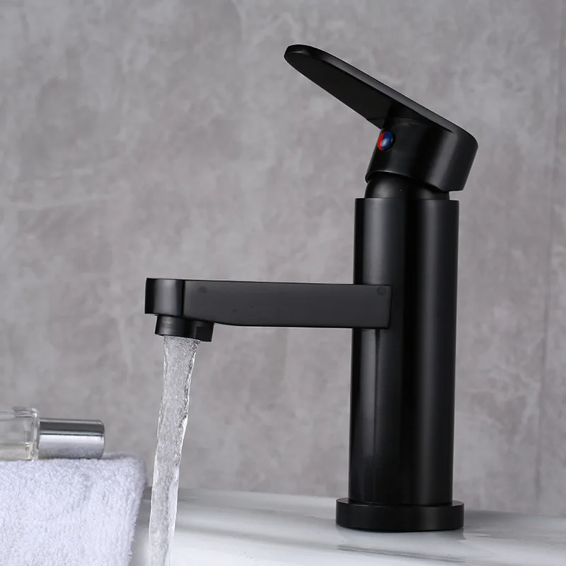 

Black And White with Pattern Circle Single Bore Alumimum Cold Bathroom Faucet Toilet Wash Basin Counter Basin Tap