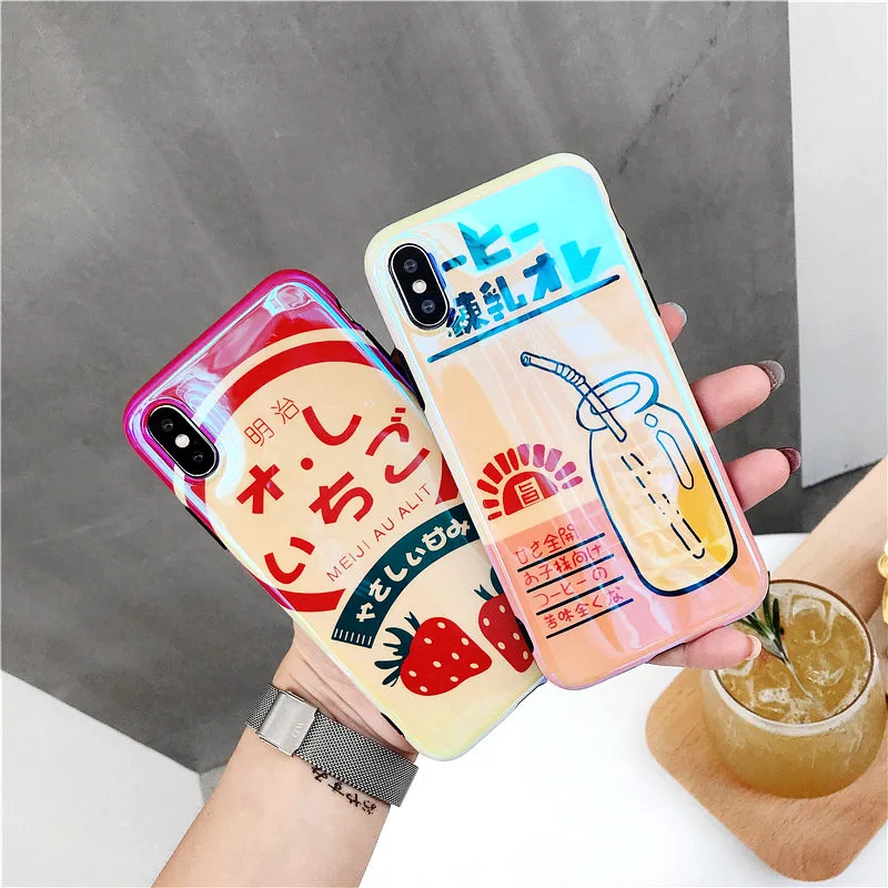 Meachy Blue Ray Strawberry Drink Phone Case For iphone 11 Pro Max Back Cover iPhone XS X XR 6 6S 7 8 Plus |