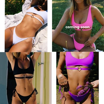 

Hirigin Sexy Bandage Bikini Set 2020 New Pure Color Push Up Padded Swmming Suit Women Bathing Suit Thong Swimear Biquini