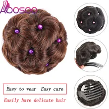 AOOSOO синтетические Culry шиньон волосы женщины пончик-шиньон волосы булочка пончик клип в шиньон Наращивание волос Высокая Температура F