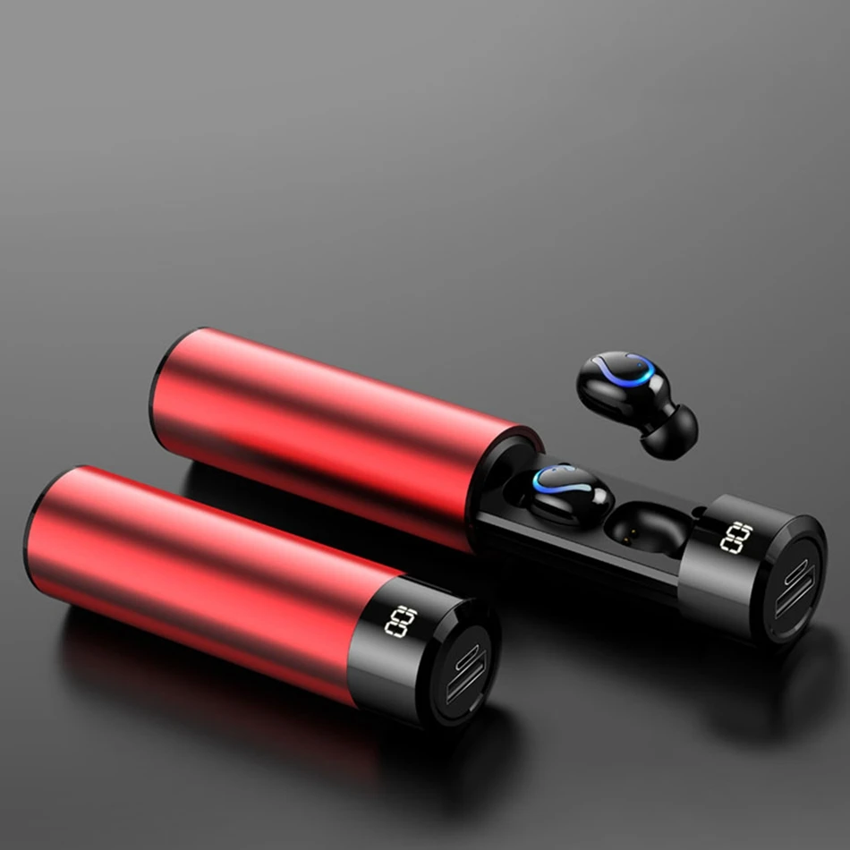 Red Sport Headset TWS настоящие беспроводные наушники HiFi Bluetooth наушники 6D шумоподавление Музыкальная гарнитура с светодиодный дисплей Беспроводная bluetooth-гарнитура - Цвет: Red Sport Headset