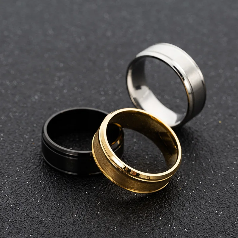 Wedding Rings Stainless Steel Rings Finger Rings Men's 8MM Stainless Steel Matte Groove Brushed Wedding Band Ring Valentine Gifts