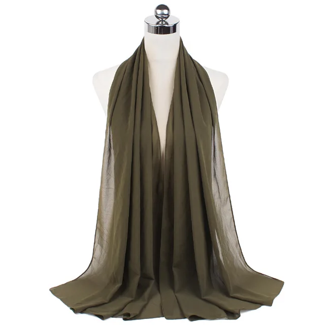High Quality Good Stitching Stitch Plain Premium Heavy Chiffon Hijab Scarf Malaysian Women's Scarves Hijabs Long Shawl Shawls 51