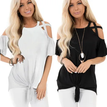 

Hollow Out Women Blouses Shirt Summer Short Sleeve Casual Solid Color Loose Ladies Tops Blouses Round Neck Female Tops Shirt D30