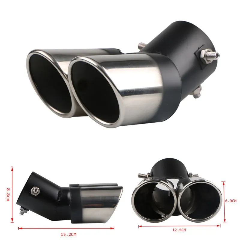 Punta Di Scarico Universale In Acciaio Inox Cromato, Terminale Tubo Di Coda Sportivo, Diametro 50mm, Con Morsetti, Per Auto - 5