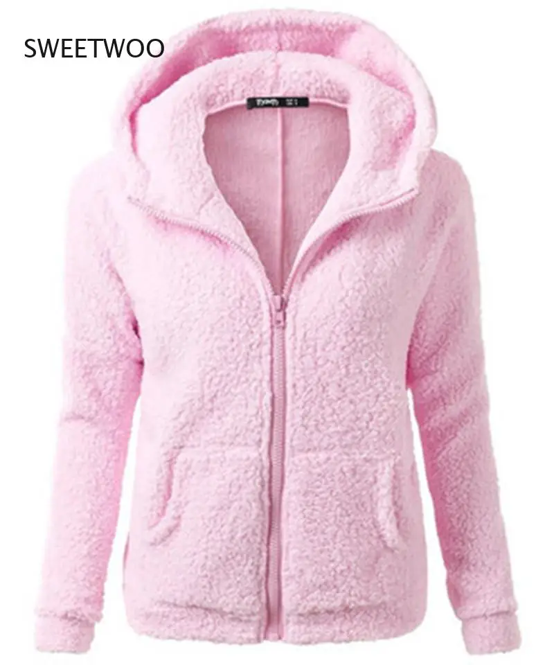 

Autumn Winter Warm Jacket Women Hooded 2021 S-5XL Casual Female Hoodies Sweatershirt Zipper Coat Solid Soft Fleece Women Coat
