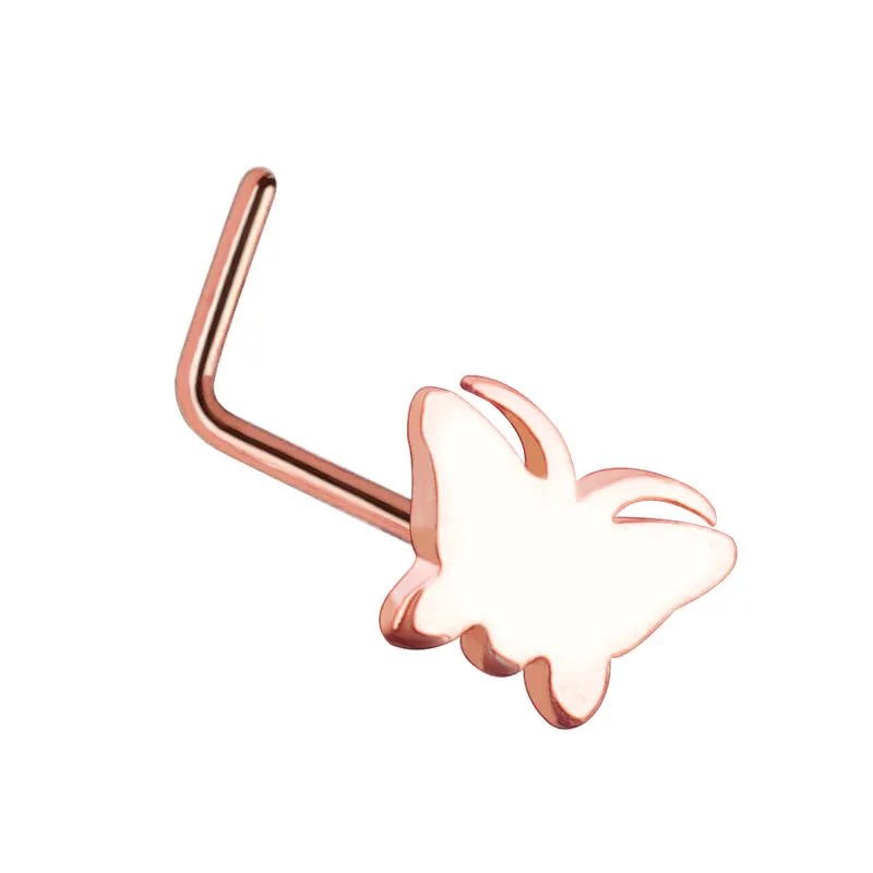 imixlot 8pcs/lots Stainless Steel Fashion Multi-function Nose Rings L Shape Nose Stud Nose Screw Heart Moon Star Sun Anchor Body Piercing Jewelry