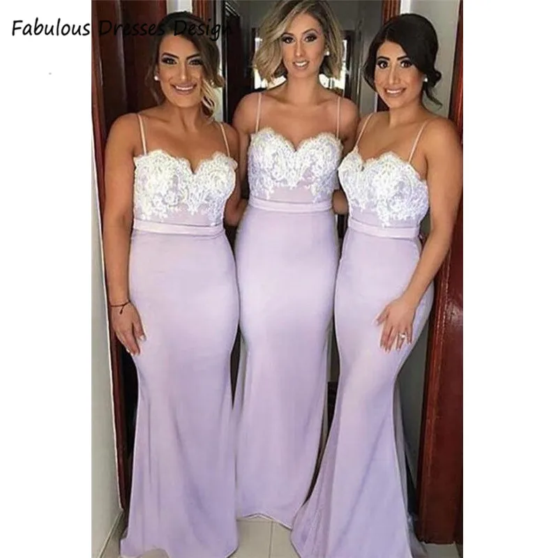 2020 Лавандовые платья подружек невесты с аппликацией кружевные женские длинные