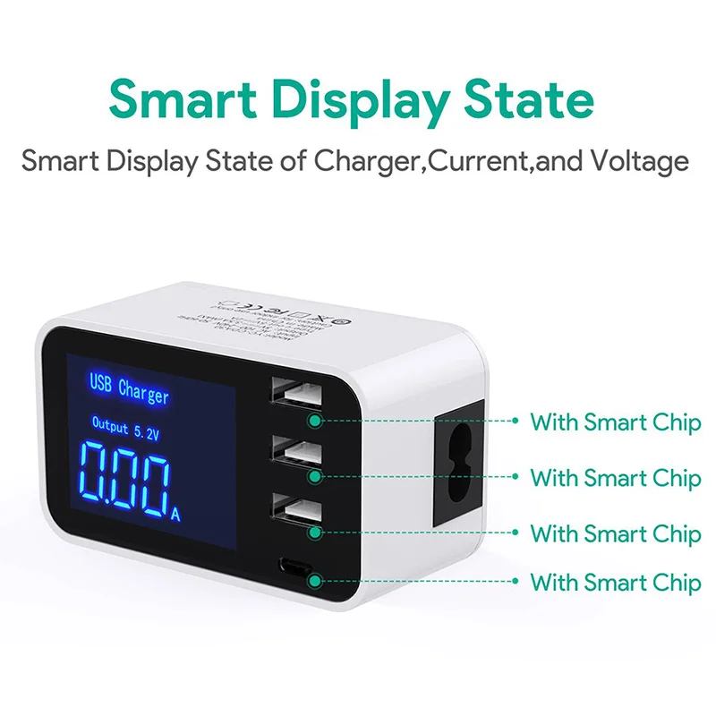 USB быстрое зарядное устройство Smart Multi usb type C зарядное устройство станция для iPhone samsung 4 порта зарядное устройство док-станция светодиодный дисплей настольное зарядное устройство для телефона