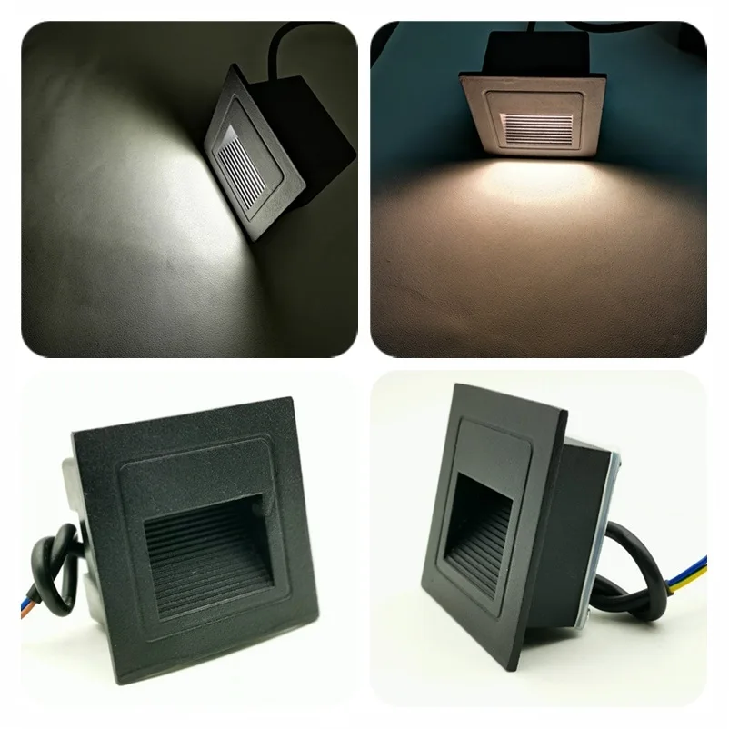 

Square Stairs Aisle Corridor Sidewall Light Outdoor Waterproof LED Foot Lights Embedded Wall Foot Step Lights