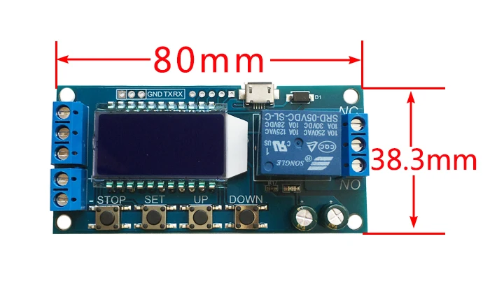 6-30 в Micro USB цифровой ЖК-дисплей релейный модуль задержки времени управление