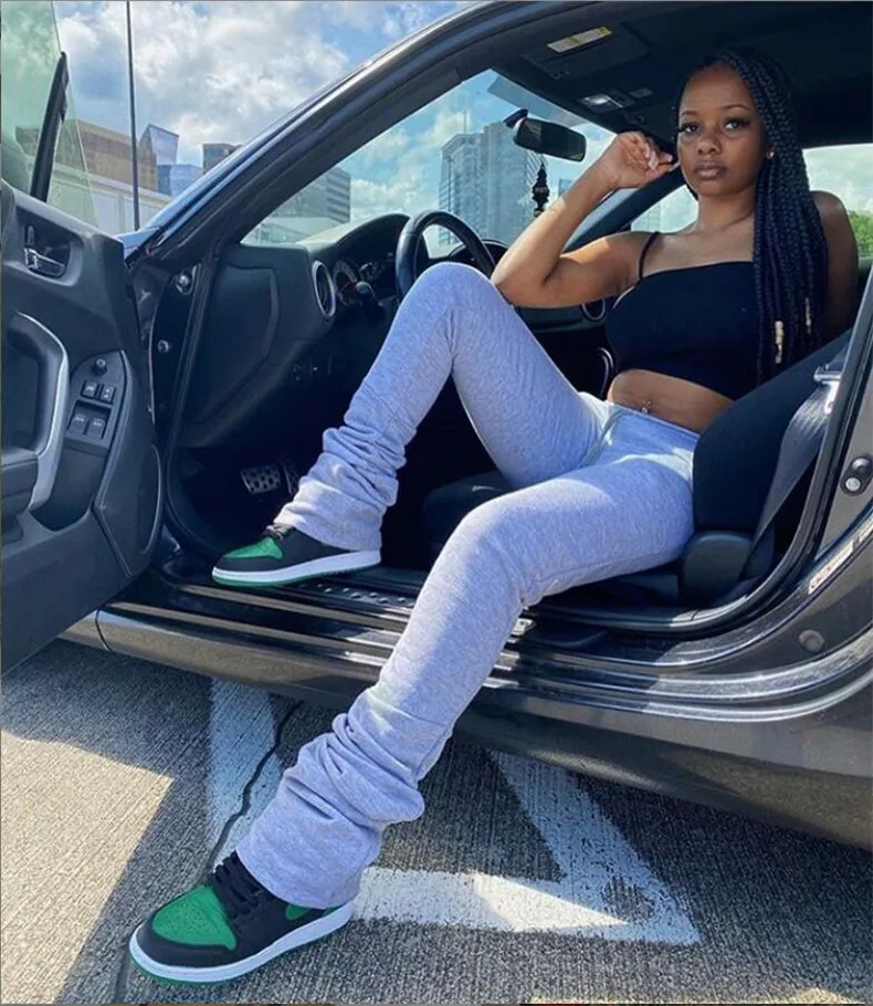 

Fashion Casual Street Stacked Leggings Women Autumn Oversize Trousers Skinny Stretch Female Solid Slacks Sweatpant