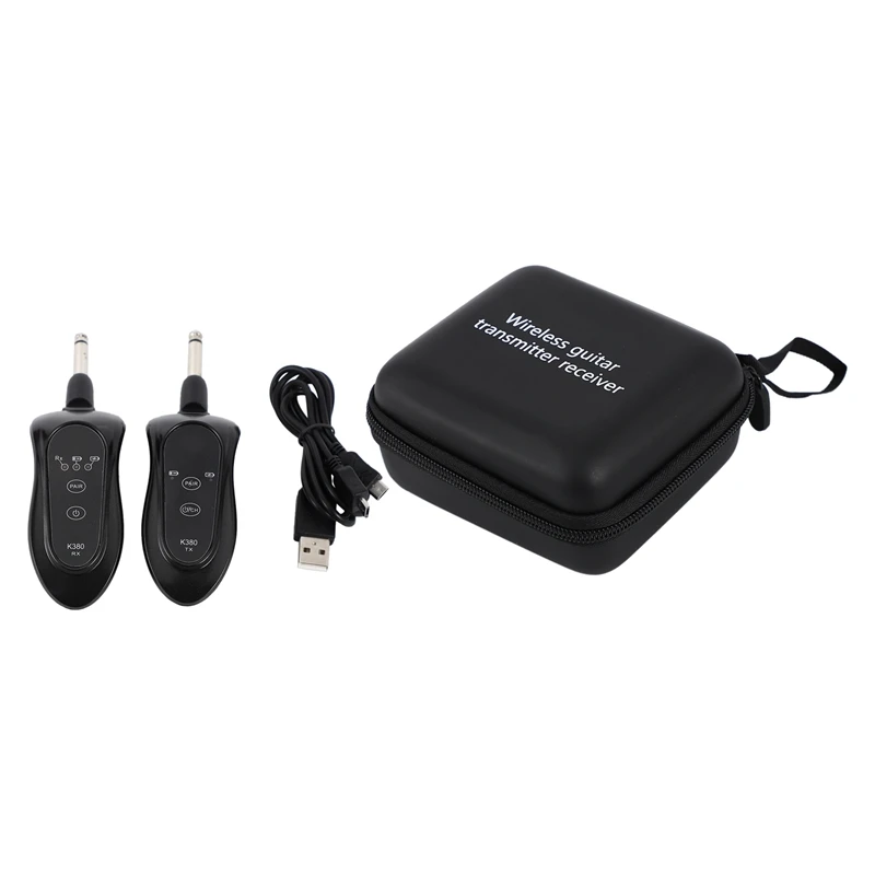 

K380 Wireless Guitar Transmitter Receiver System Set Rechargeable Guitar Wireless Cable with Carrying Bag for Electric Guitar Ba