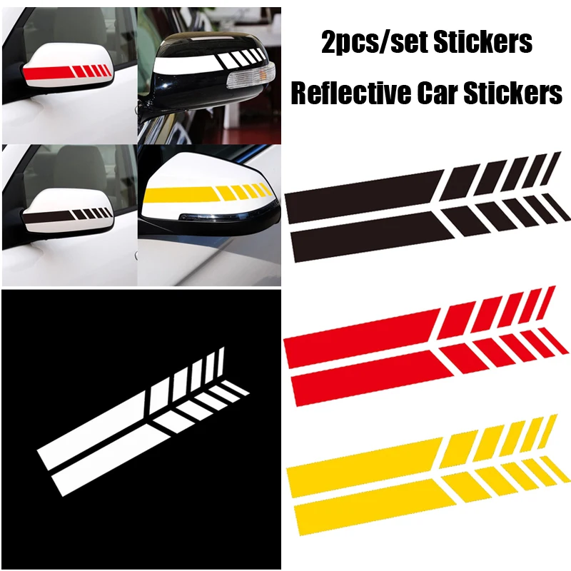 

2pcs/set Stickers Reflective Car Stickers Decals Exterior Multicolor Easy To Install Car Rearview Mirrors Decoration